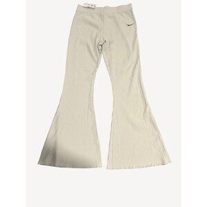 Nike Womens High-Rise Tight Fit Ribbed Full-Length Pants White Large